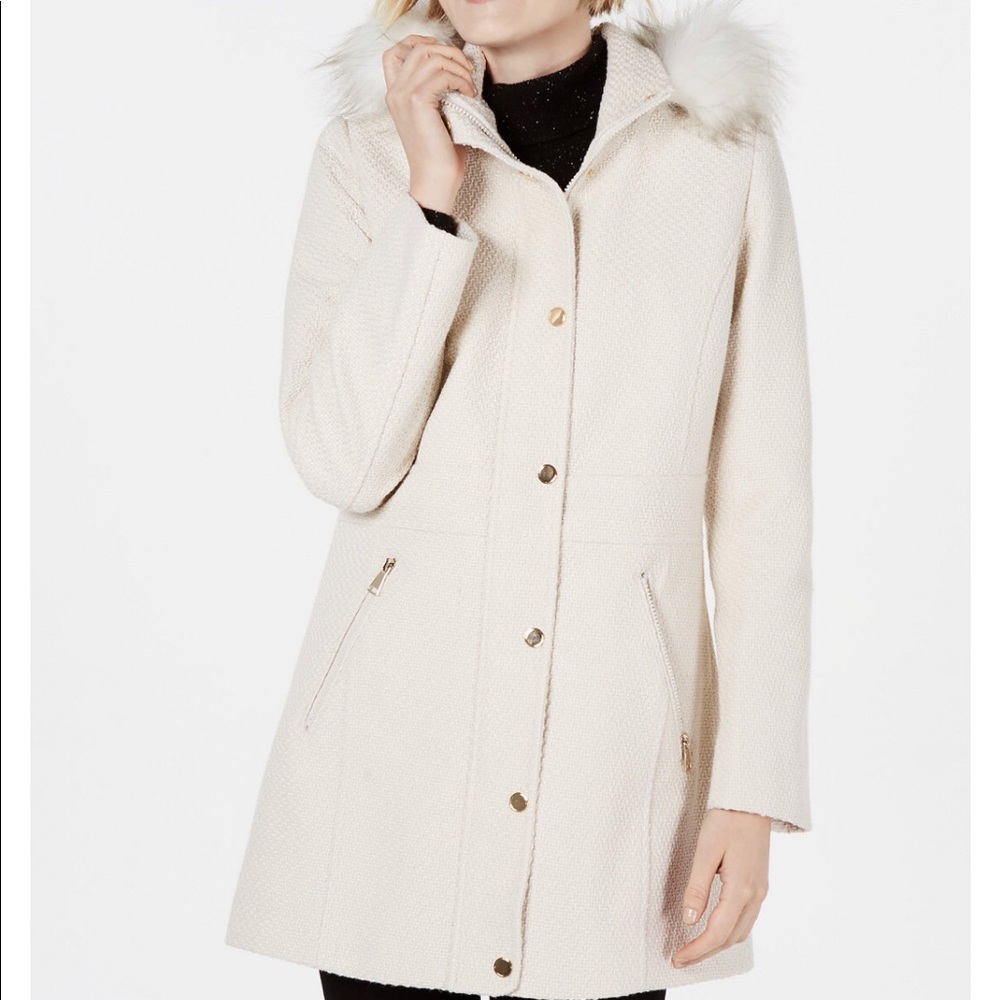 NWT Faux Fur Trimmed INC Coat